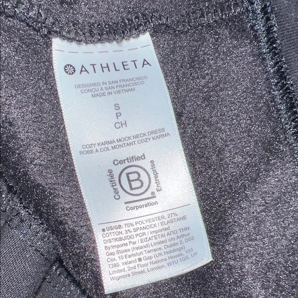 Athleta Cozy Karma Black Mock Neck Fleece Dress S - Picture 9 of 9